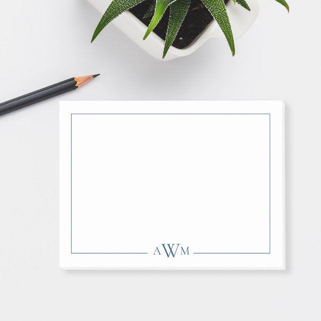 Post-it® Minimalist Blue Three Letter Monogram (Créateur téléchargé)