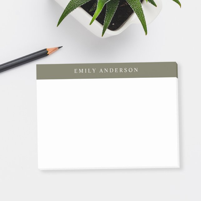 Post-it® Minimalist Olive Green Elegant Monogram (Créateur téléchargé)