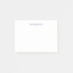 Post-it® Minimaliste Blanc Bleu Plaine Élégant Nom moderne