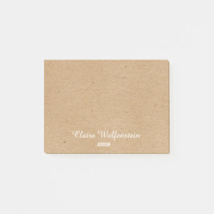 Post-it® Minimaliste Kraft Rustique Script Personnalisé