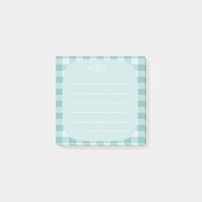 Post-it® Mint Plaid Note Design (Devant)