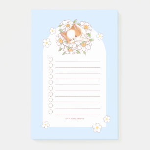 Post-it® Mochi chiot endormi sur des fleurs Mignon Kawaii