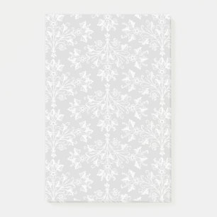 Post-it® Modèle Daisy Damask en blanc sur noir