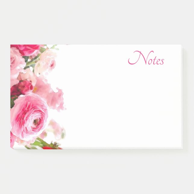 Post-it® Modèle d'aquarelle florale tendance Roses personna (Devant)