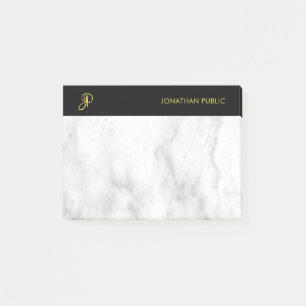 Post-it® Modèle personnalisé Marbre Blanc Or Noir