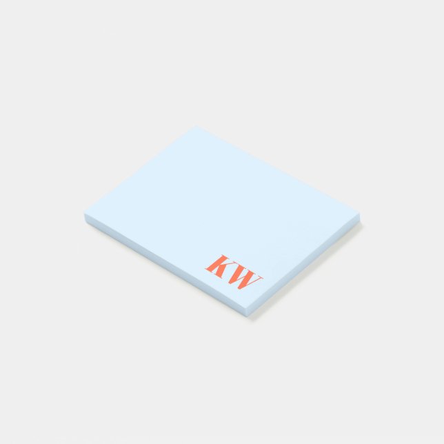 Post-it® Modern Blue Orange Monogram Initials Personalized (Incliné)