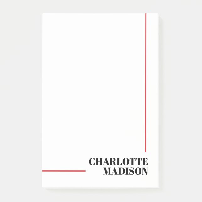 Post-it® Modern Simple Black White Trendy Minimalist Plain  (Devant)