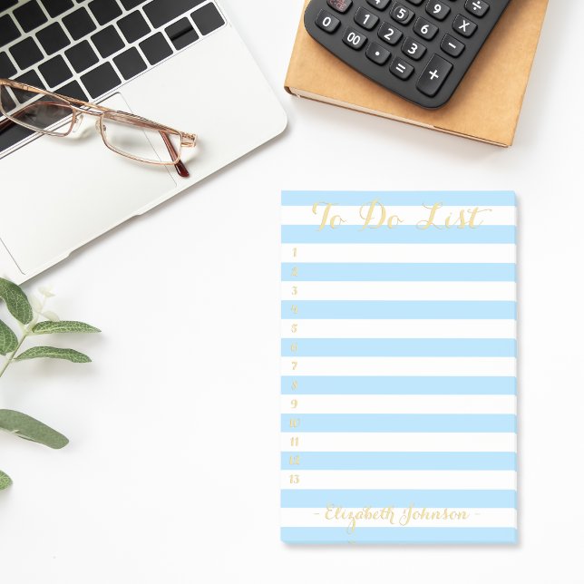 Post-it® Moderne Chic Elégant Bleu tendance Linne À Faire L (Modern Chic Elegant Trendy Blue Lined To Do List Post-it Notes)