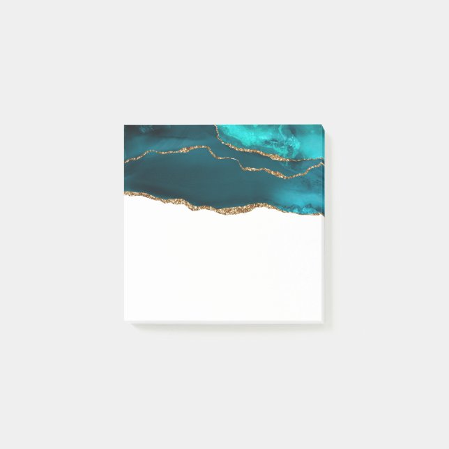 Post-it® Moderne Design Turquoise Agate & Gold Ribbon sur B (Devant)