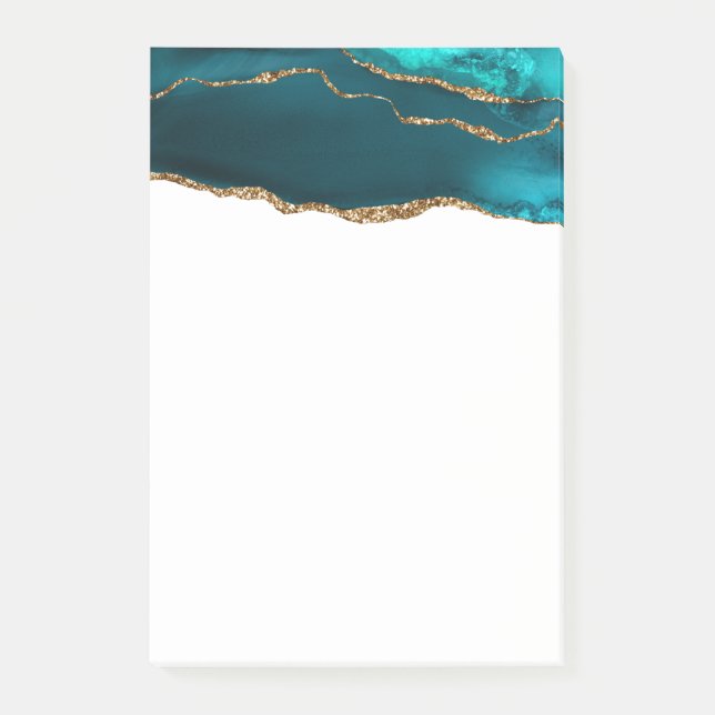 Post-it® Moderne Design Turquoise Agate & Gold Ribbon sur B (Devant)