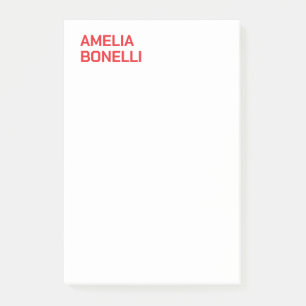 Post-it® Moderne Gras Nom Rouge Minimaliste Professionnel