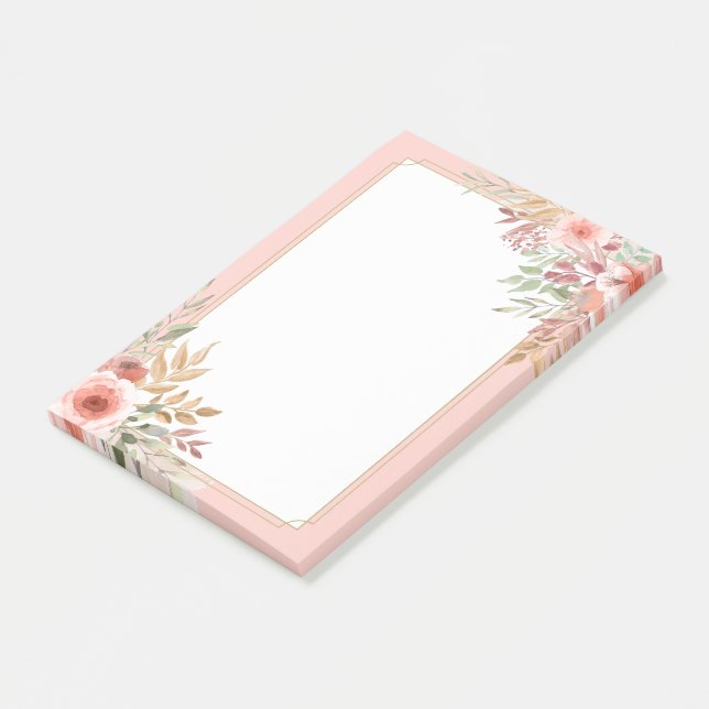 Post-it® Moderne Mariage Élégant Chic Aquarelle rose Fleur (Incliné)
