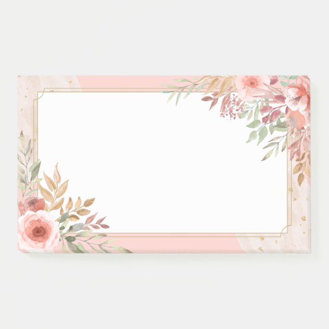 Post-it® Moderne Mariage Élégant Chic Aquarelle rose Fleur (Devant)