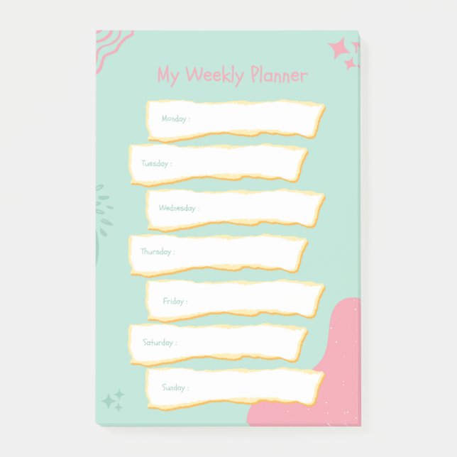 Post-it® Moderne Pastel Couleurs Planificateur hebdomadaire (Devant)