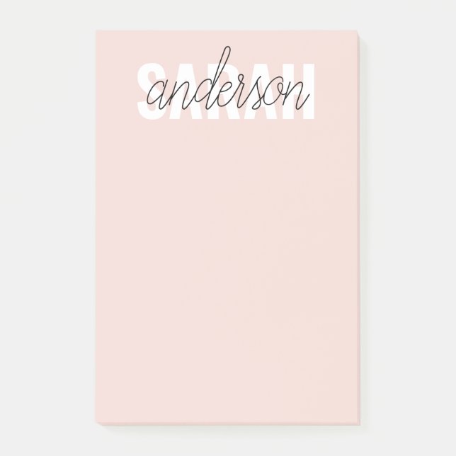 Post-it® Moderne Pastel Rose Beauté Personnalisée Vous Nom (Devant)