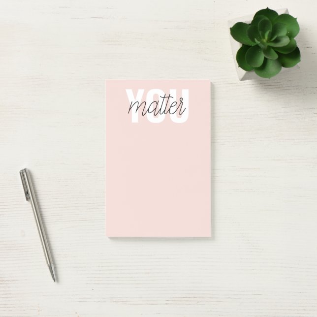 Post-it® Moderne Pastel Rose Vous Comptez Inspiration Citat (Bureau)
