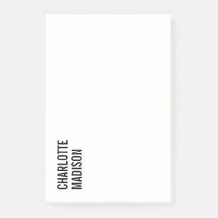 Post-it® Moderne Simple Noir Blanc Tendance Minimaliste Uni