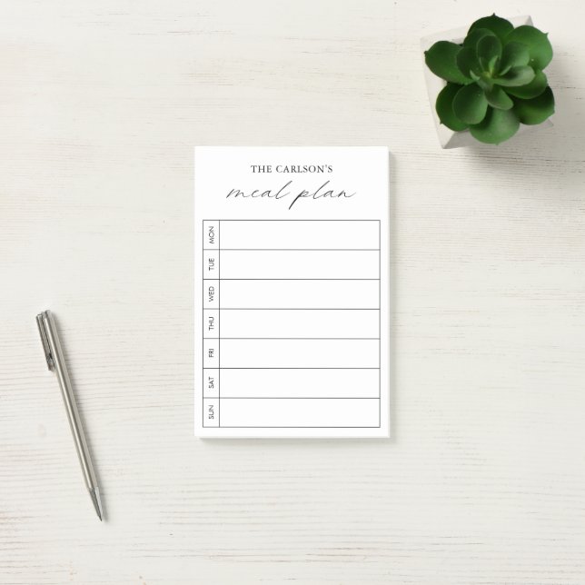 Post-it® Moderne Simple Noir et Blanc Élégant Planificateur (Bureau)