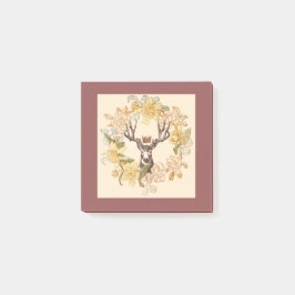 Post-it® Moderne Vintage cerf fleur rose rustique