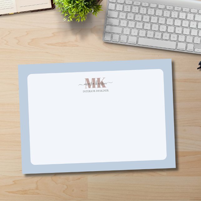 Post-it® Modert Mocha Mousse Monogram Dusty Blue (Créateur téléchargé)