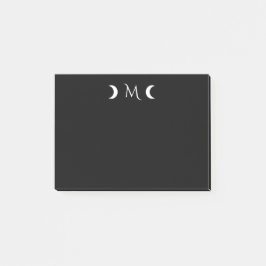 Post-it® Mois de croissant moderne Monogramme noir