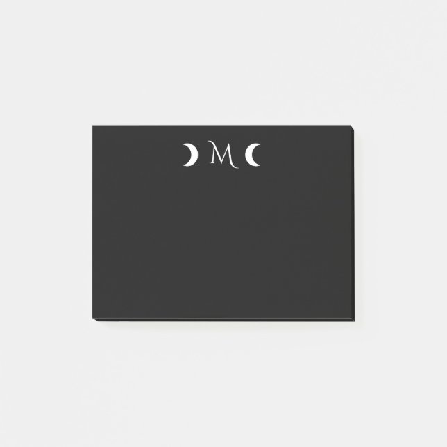Post-it® Mois de croissant moderne Monogramme noir (Devant)
