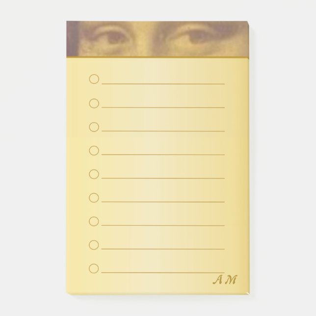 Post-it® Mona Lisa Eyes & Monogram sur Golden Lined (Devant)