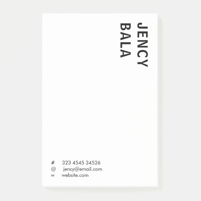 Post-it® Monochrome Modern Minimal Black White Design (Devant)