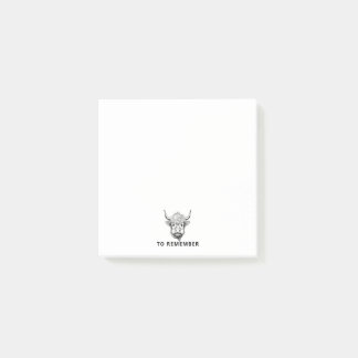 Post-it® Monocrome Highland Cow Personnalisable Funny