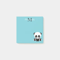Monogram Cute Panda Personnalisé Bubble Gum Bleu