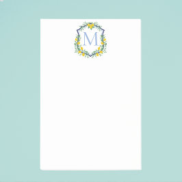 Post-it® Monogram Lemon Crest, Blue and White Custom