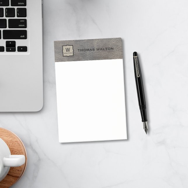 Post-it® Monogram Name Genuine Cowhide Leather Look (Créateur téléchargé)