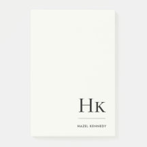 Monogram Simple Modern Ivory White Monogrammed