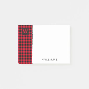 Post-it® Monogramme 4 x 3 de contrôle de Buffalo rouge et