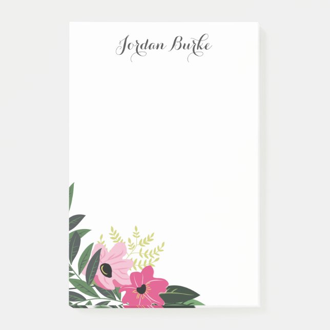 Post-it® Monogramme à bordure florale chic (Devant)
