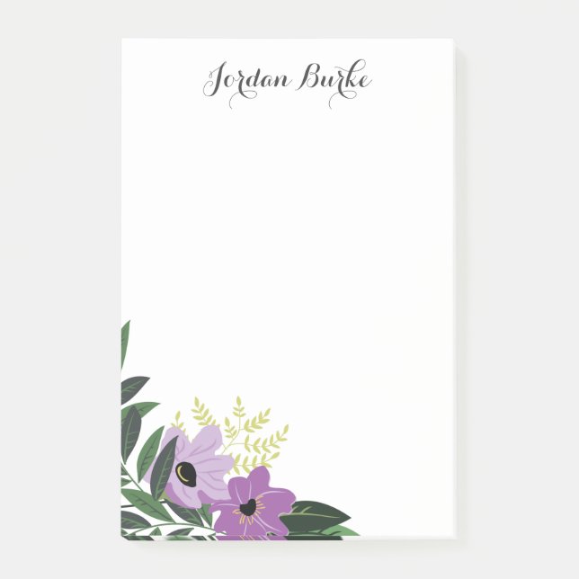 Post-it® Monogramme à bordure florale chic (Devant)