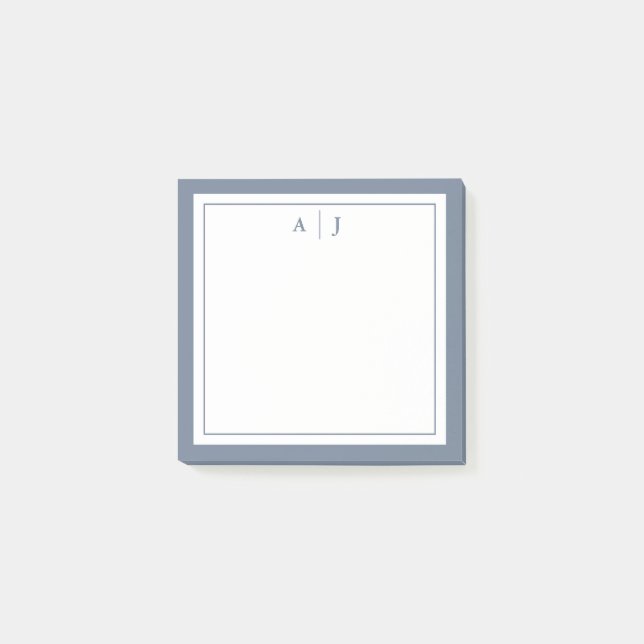 Post-it® Monogramme à deux bordures en bleu foncé minimalis (Devant)