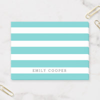 Monogramme à rayures classiques turquoise et blanc