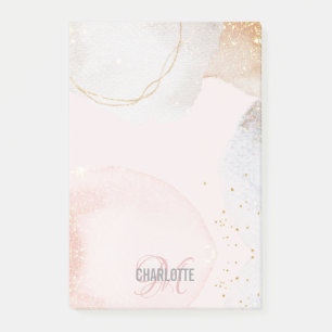 Post-it® Monogramme abstrait rose vif moderne post-it n