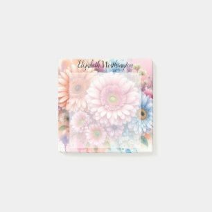 Post-it® Monogramme aquarelle florale gerbera roses daisies