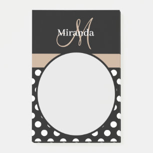 Post-it® Monogramme beige noir blanc Polka point