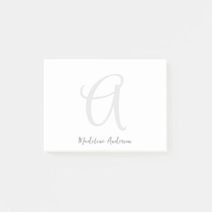 Post-it® Monogramme blanc moderne minimaliste élégant