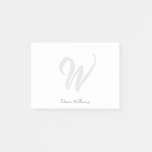 Post-it® Monogramme blanc noir moderne minimaliste élégant