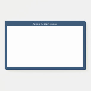 Post-it® Monogramme blanc ou nom sur bordure bleu marine