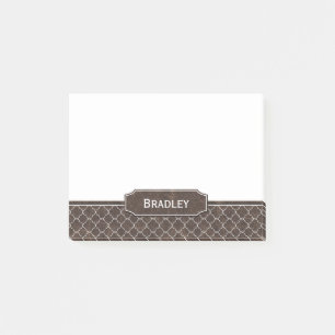 Post-it® Monogramme blanc simili cuir Brown de Quatrefoil