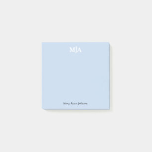 Post-it® Monogramme bleu clair 3 lettres Initiales moderne