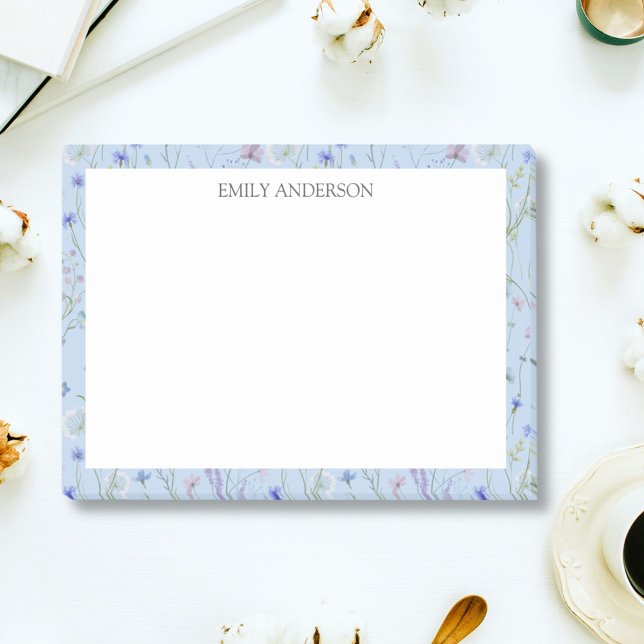 Post-it® Monogramme Bleu pourpre Joli Fleur sauvage Floral (In situ)