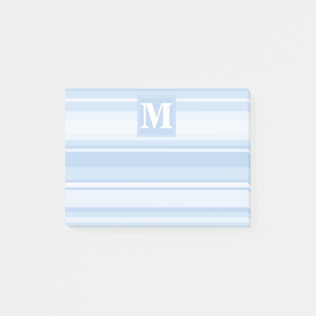 Post-it® Monogramme Bleu rayures (Devant)