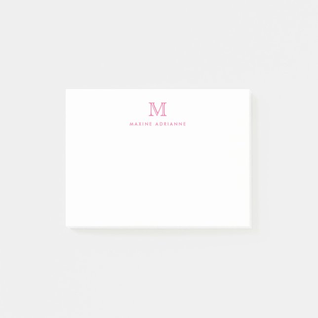 Post-it® Monogramme classique moderne simple et propre rose (Devant)