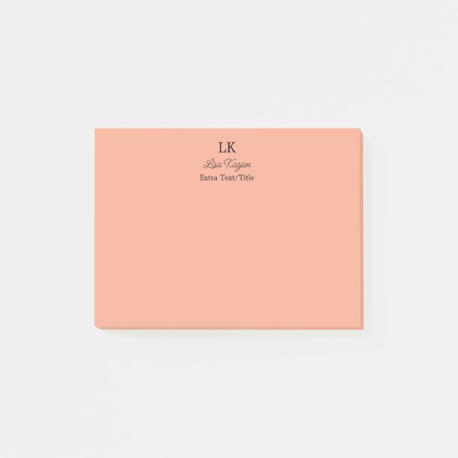 Post-it® Monogramme Customisé Initiales Nom et titre (Devant)